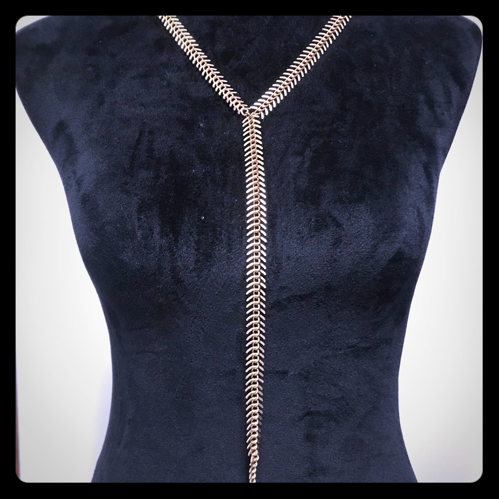 Ladder long gold “y” necklace set